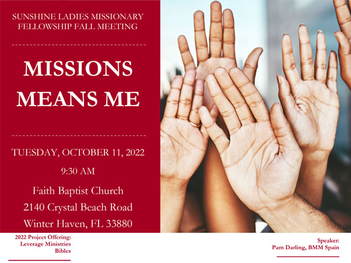 Sunshine Ladies’ Missionary Fellowship Fall Meeting